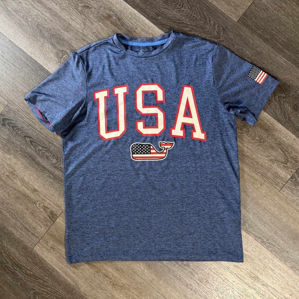 Vineyard Vines T Shirt Size Small Blue Poly USA Performance